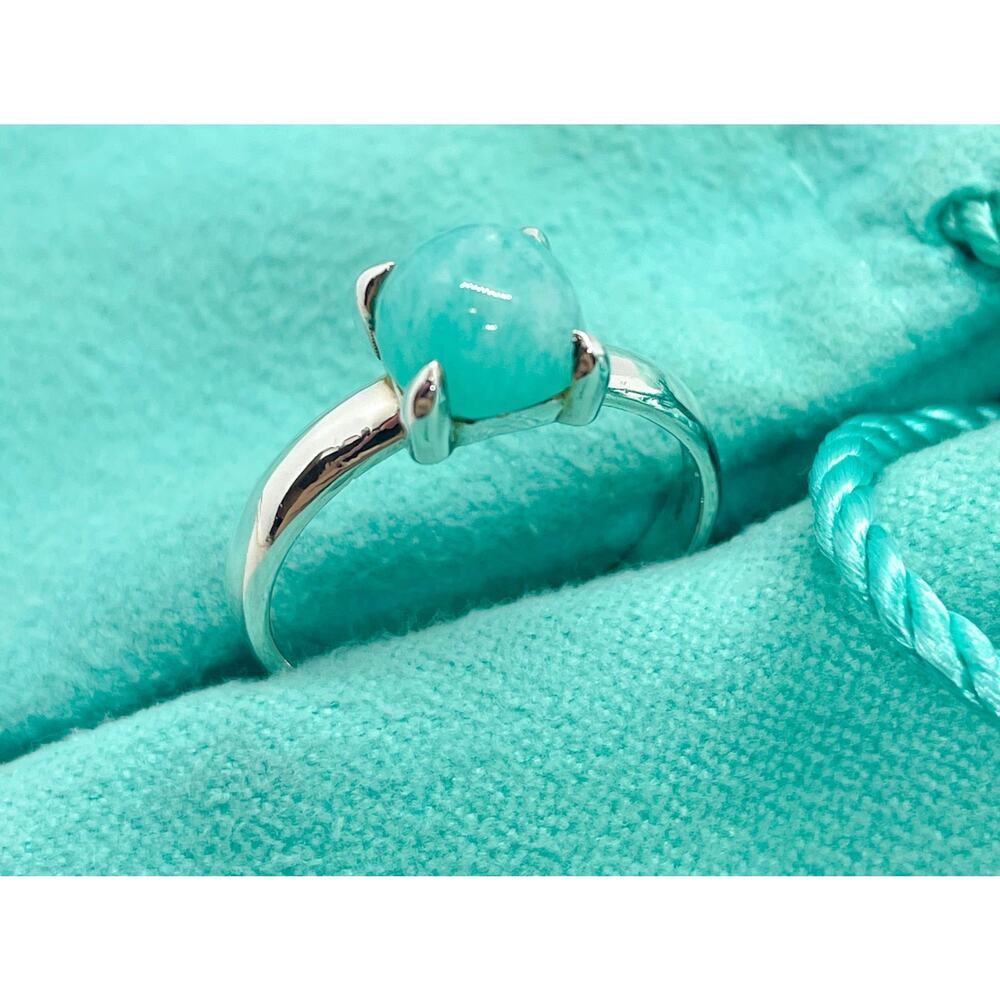 Tiffany & Co. Paloma Picasso 7mm Amazonite Sugar Stacks Ring - Size 6.75 - Picture 11 of 16